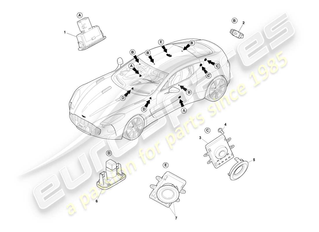 aston martin one-77 (2011) courtesy lighting part diagram