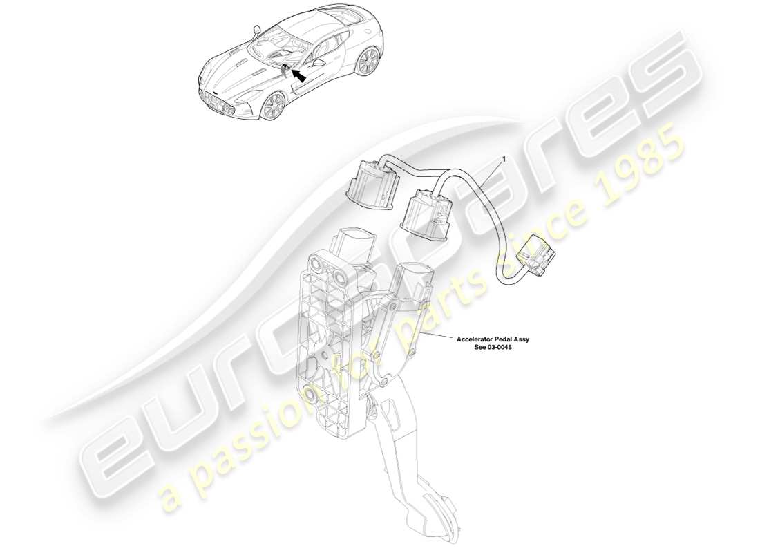 aston martin one-77 (2011) accelerator pedal link harness part diagram