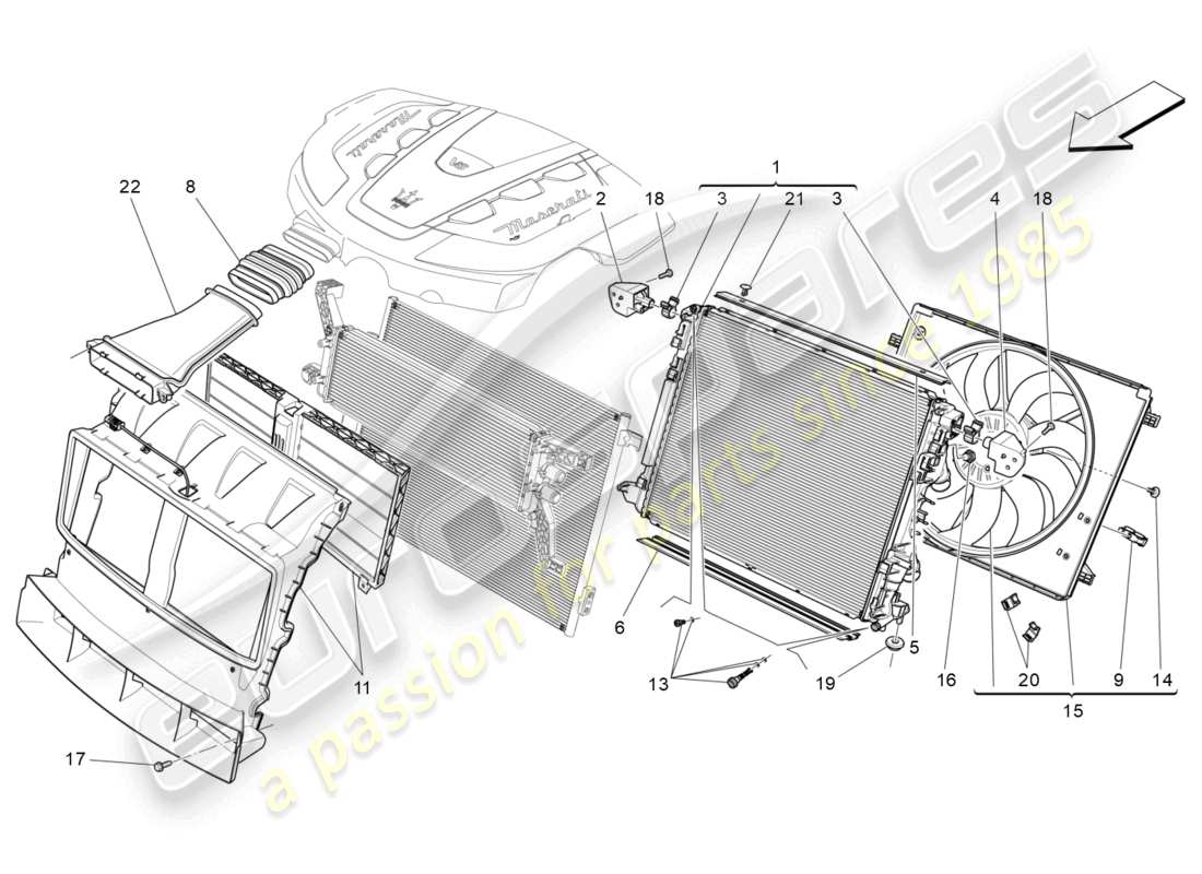 maserati levante (2020) cooling: air radiators and ducts part diagram
