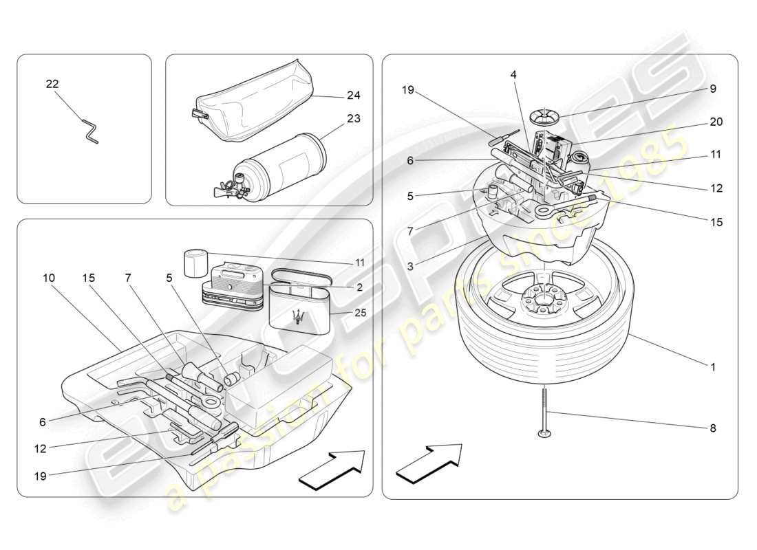 a part diagram from the maserati quattroporte m156 (2017 onwards) parts catalogue