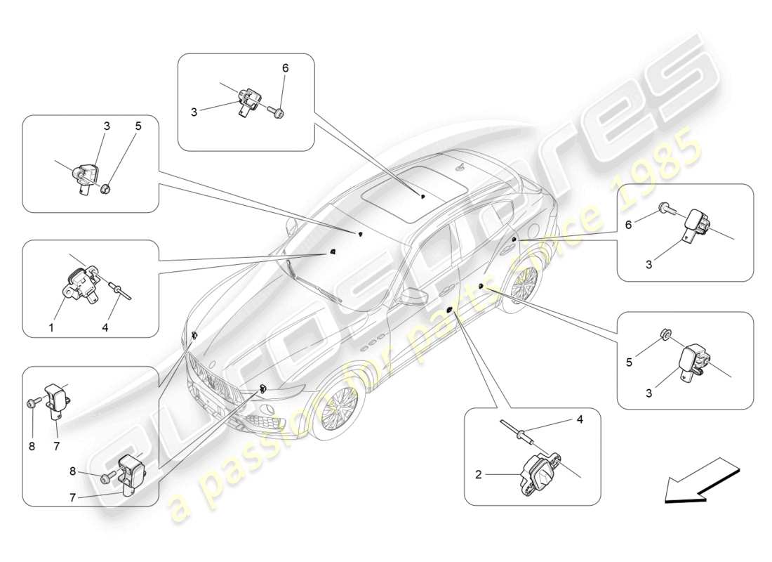 maserati levante (2019) crash sensors parts diagram