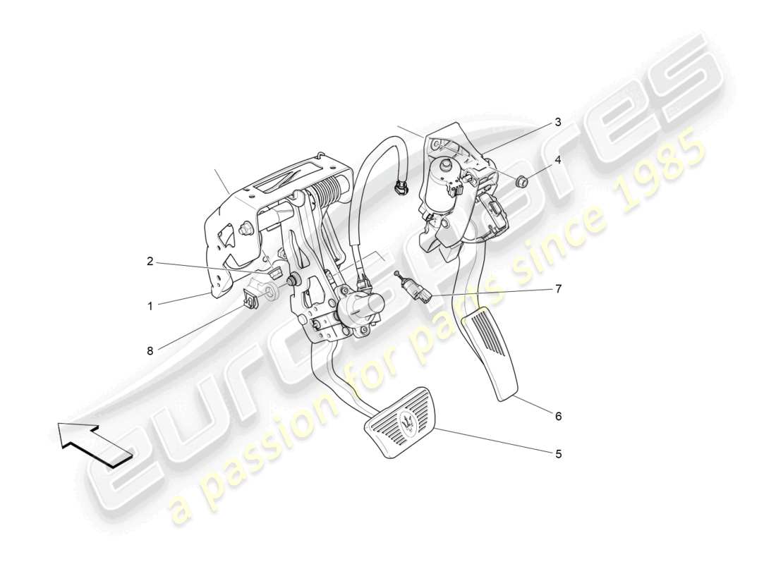 maserati levante (2019) complete pedal board unit parts diagram