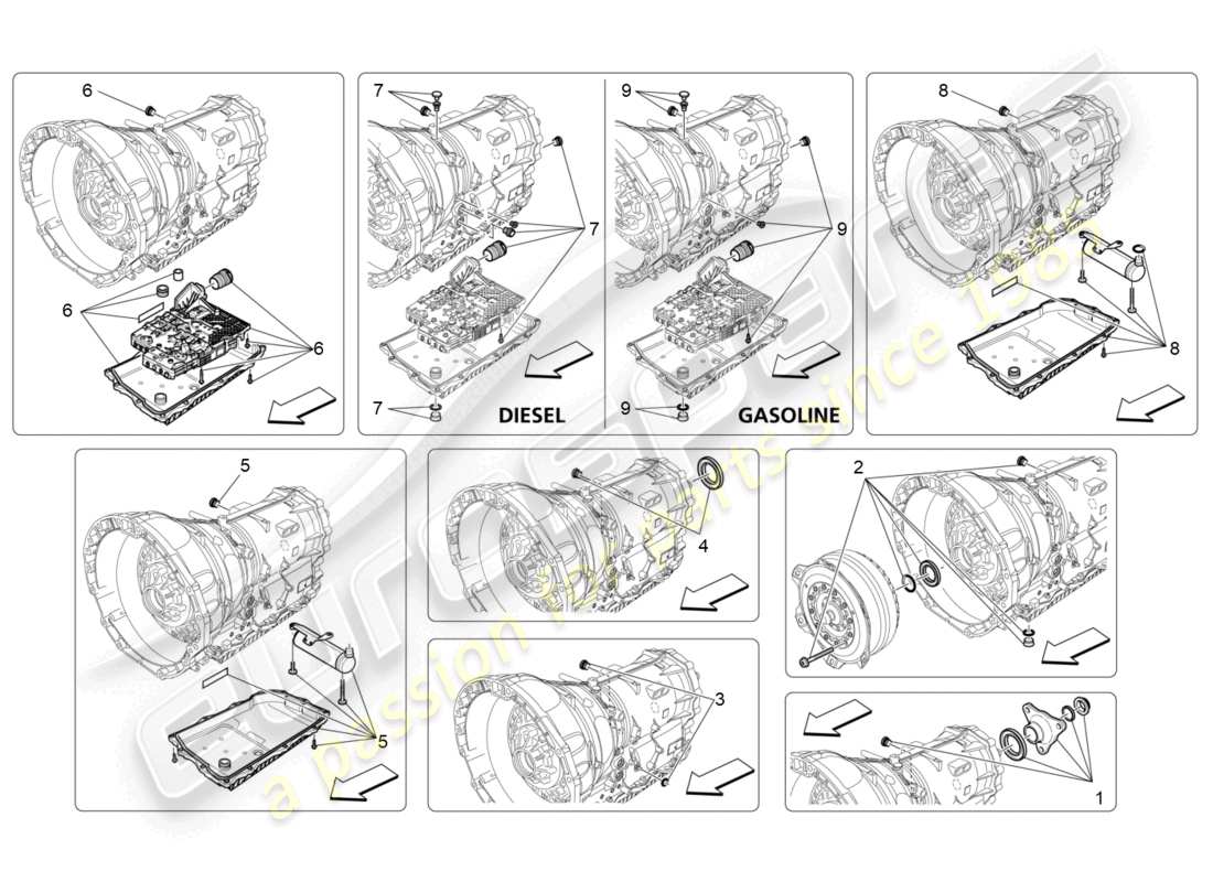 maserati ghibli fragment (2022) gearbox housings parts diagram