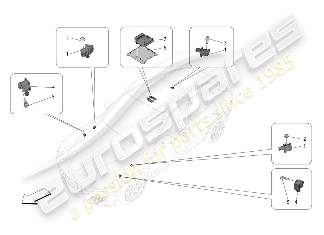 maserati grecale gt (2023) electronic control (suspension) parts diagram