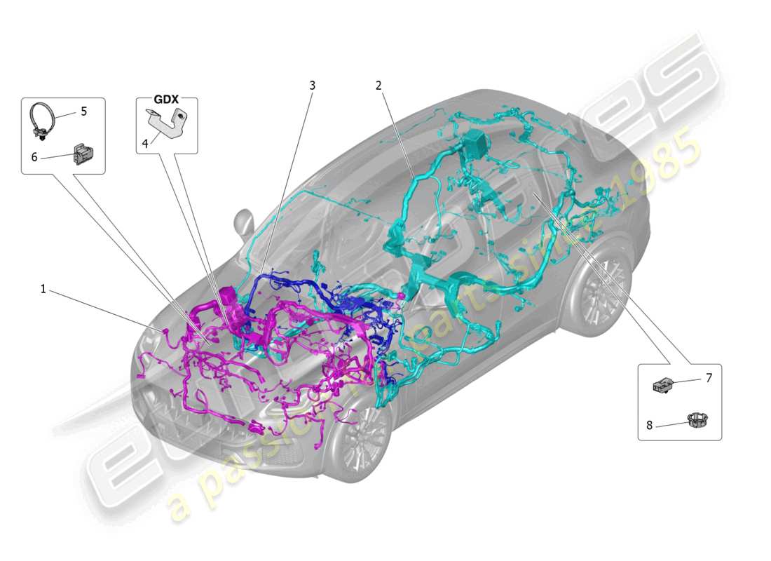 maserati grecale gt (2023) main wiring parts diagram