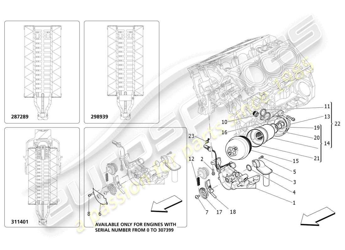 maserati ghibli (2014) lubrication system: pump and filter part diagram