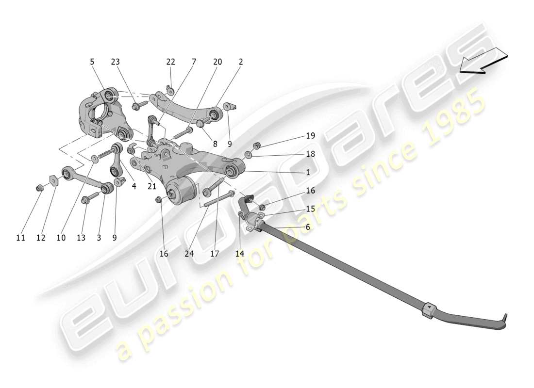 maserati grecale gt (2023) rear suspension parts diagram