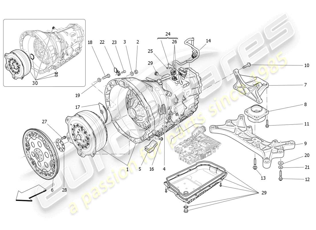 maserati ghibli fragment (2022) gearbox housings parts diagram