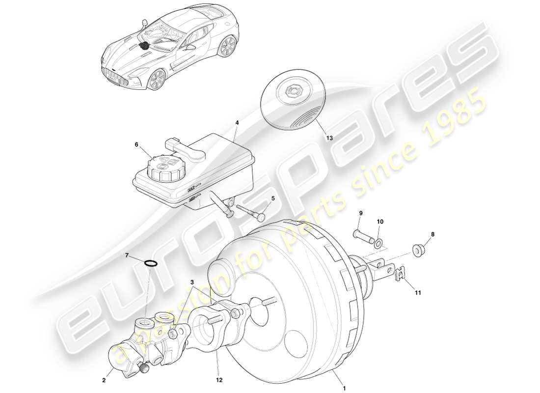 aston martin one-77 (2011) power brake assembly part diagram