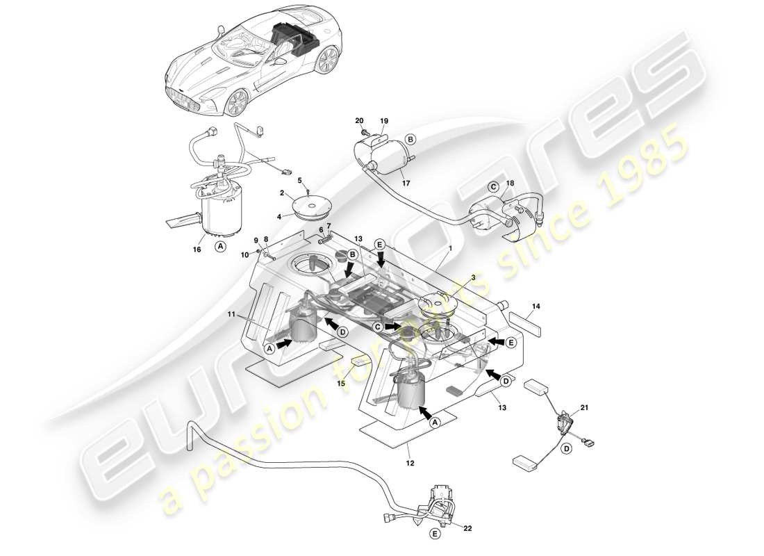 aston martin one-77 (2011) fuel tank assy part diagram