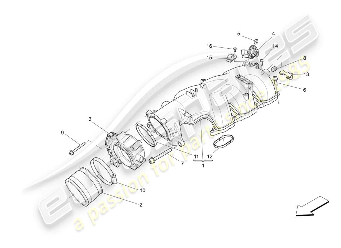 maserati levante tributo (2021) intake manifold and throttle body part diagram