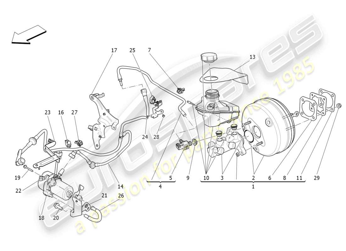 maserati ghibli fragment (2022) brake servo system parts diagram