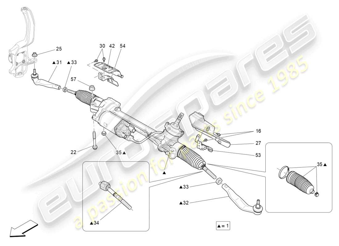 maserati levante (2019) complete steering rack unit parts diagram