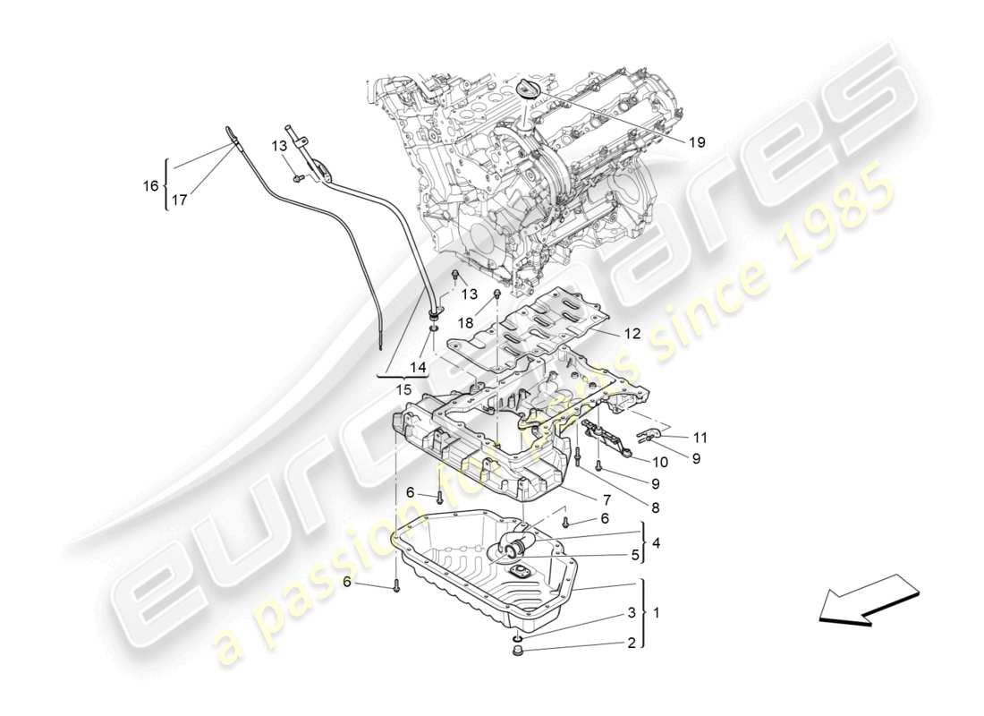 maserati ghibli (2016) lubrication system: circuit and collection parts diagram