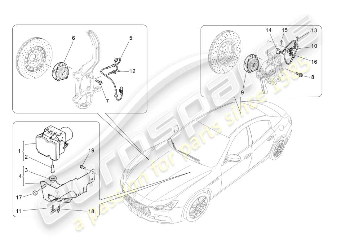 maserati ghibli (2014) braking control systems parts diagram