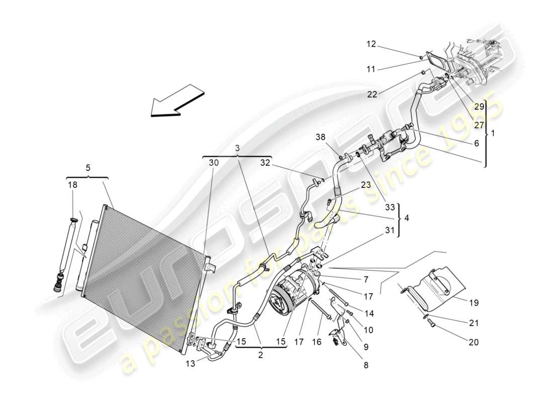 maserati levante trofeo (2020) a/c unit: engine compartment devices part diagram