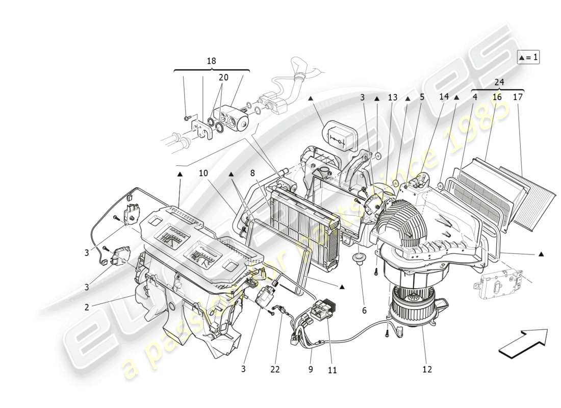 maserati ghibli (2014) a/c unit: dashboard devices parts diagram