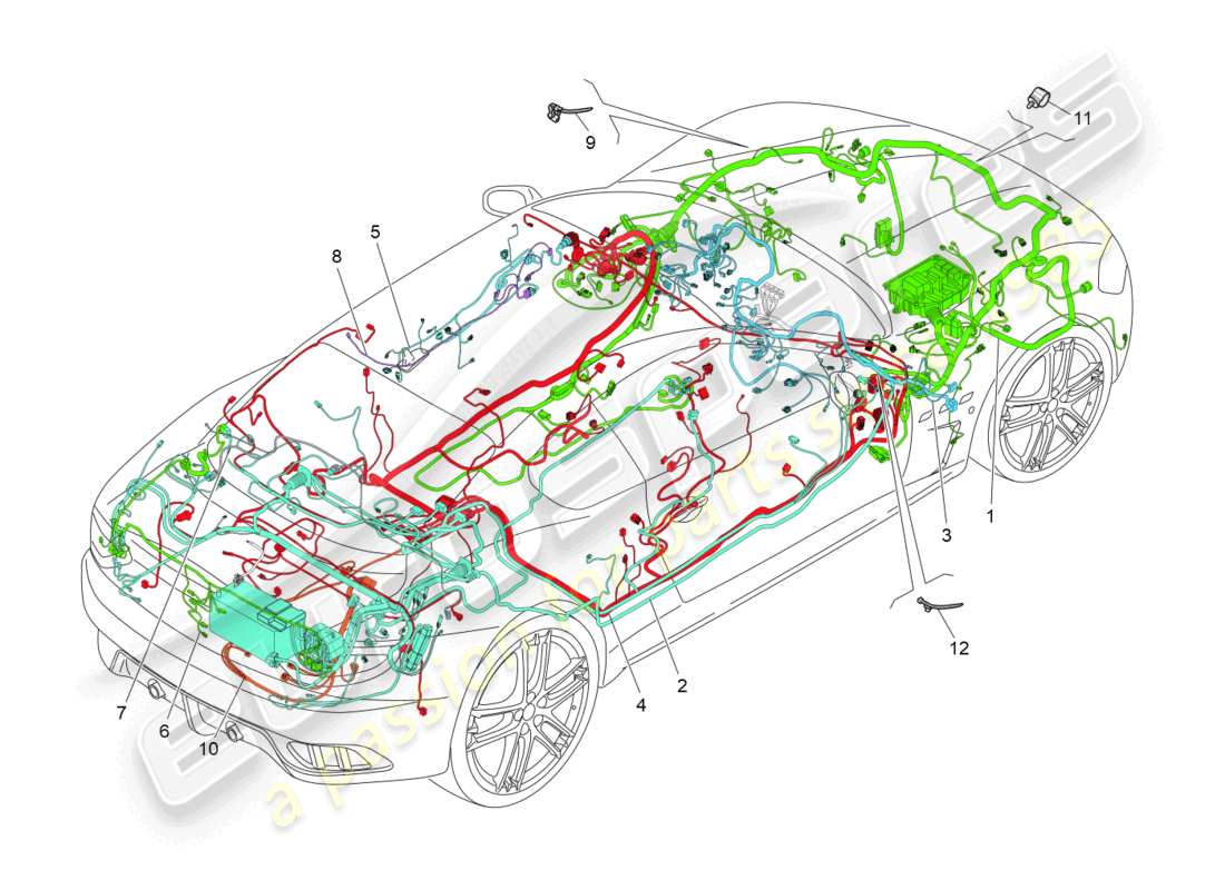 maserati granturismo mc stradale (2011) main wiring part diagram