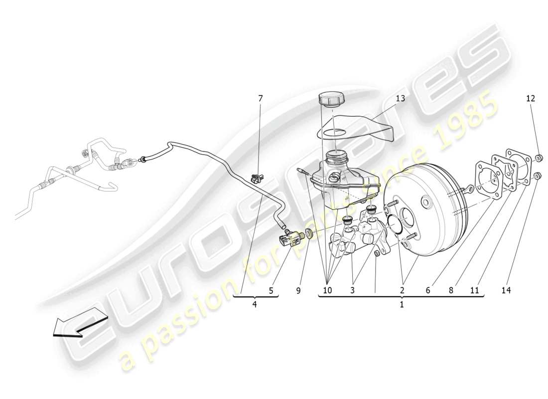 maserati ghibli fragment (2022) brake servo system parts diagram