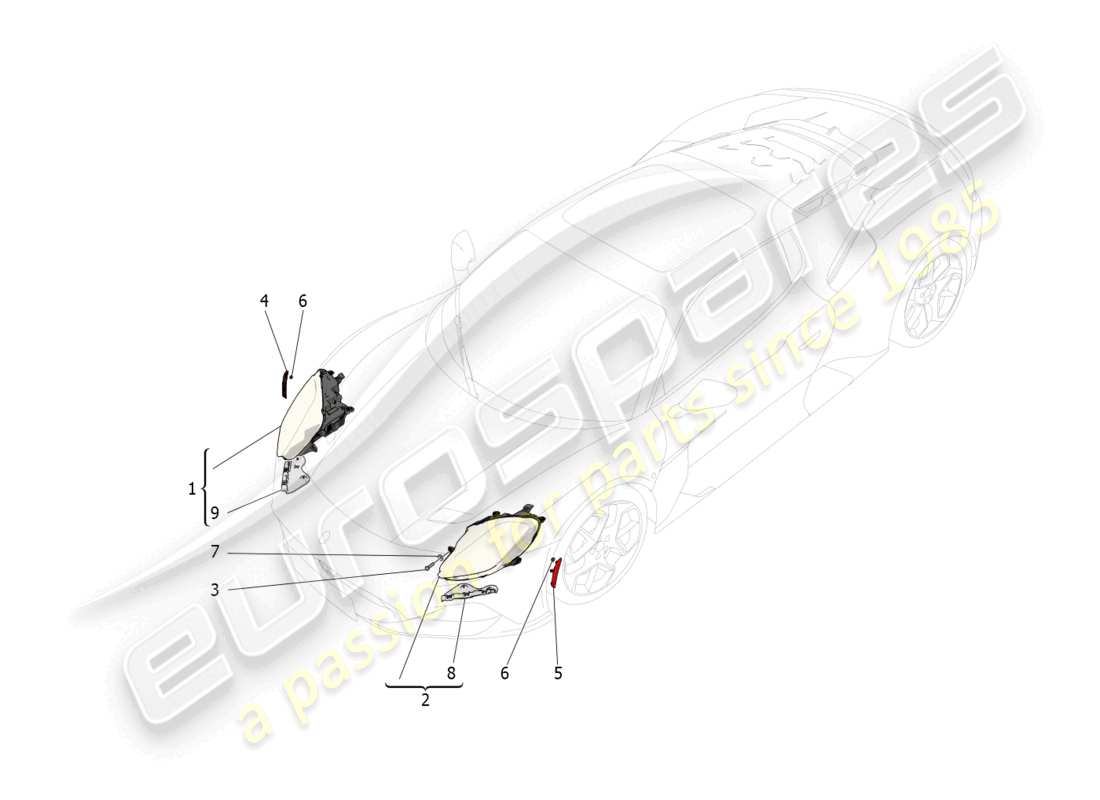 maserati mc20 (2022) headlight clusters part diagram