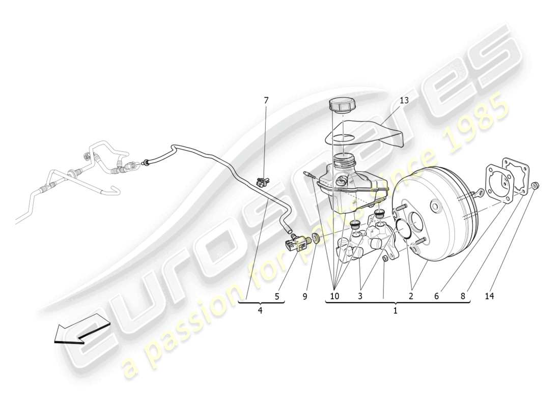 maserati levante zenga (2020) brake servo system part diagram