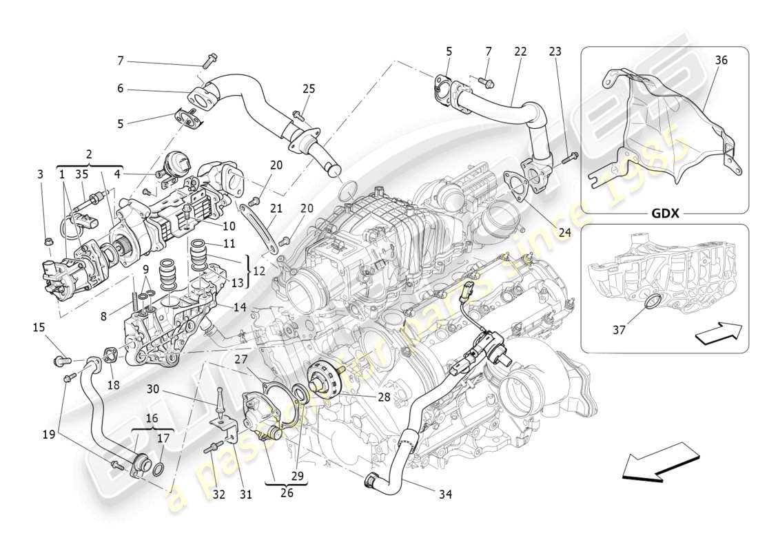 a part diagram from the maserati ghibli (2016) parts catalogue