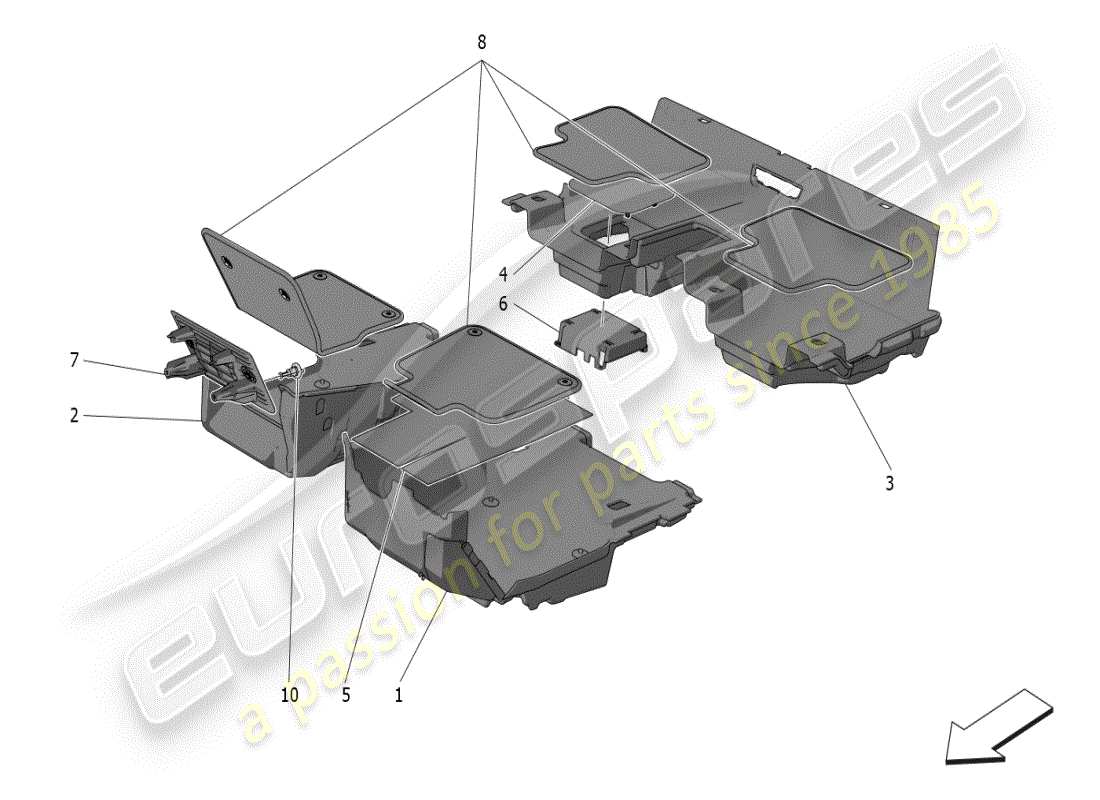 maserati grecale modena (2023) passenger compartment mats parts diagram