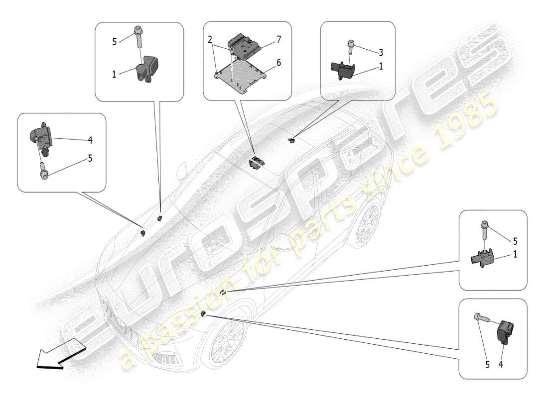 maserati grecale modena (2023) electronic control (suspension) part diagram