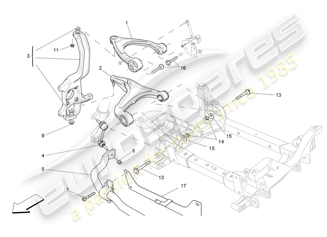 maserati levante zenga (2020) front suspension part diagram