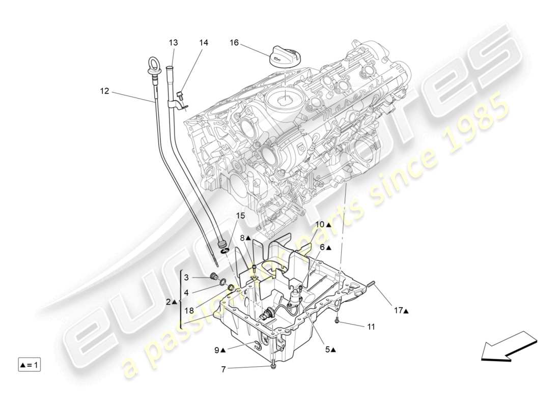 maserati ghibli (2014) lubrication system: circuit and collection part diagram