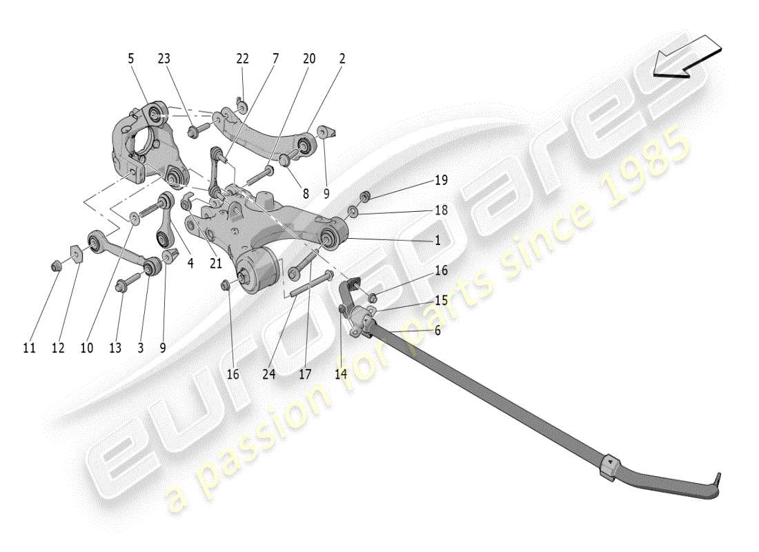 maserati grecale modena (2023) rear suspension parts diagram