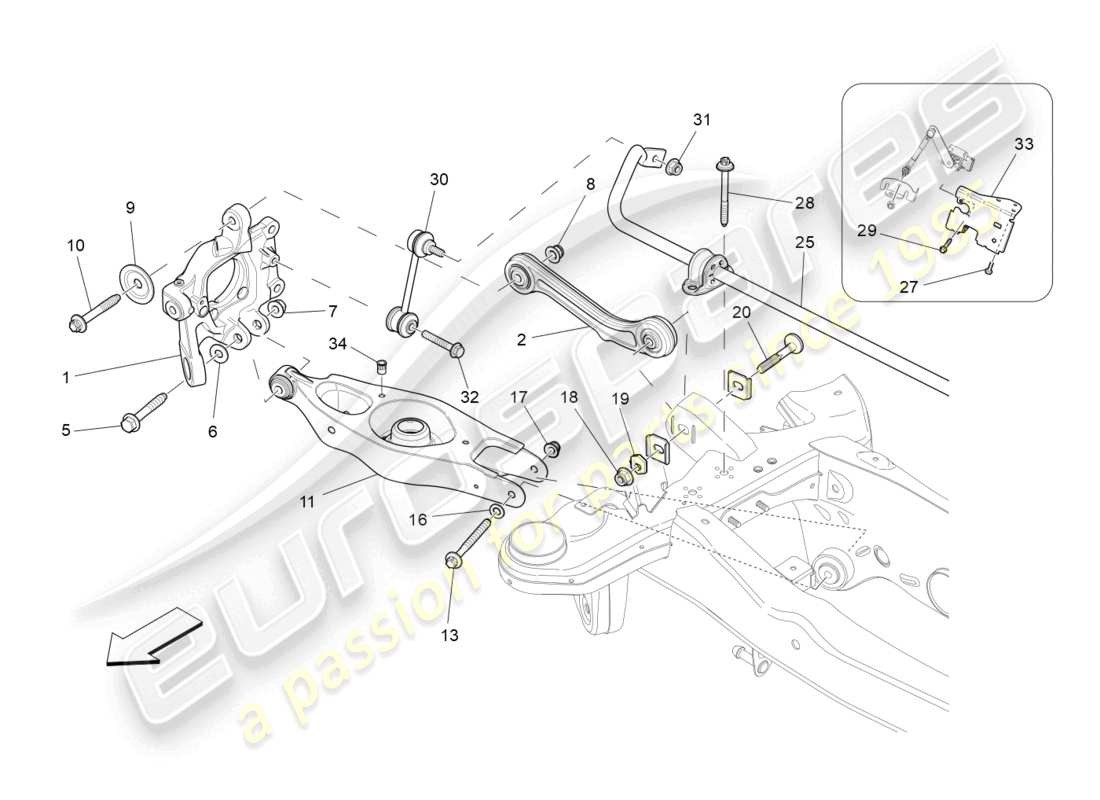 maserati ghibli (2016) rear suspension parts diagram