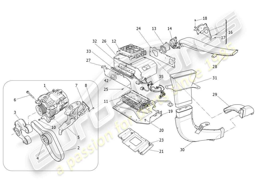 a part diagram from the maserati ghibli (2017 onwards) parts catalogue