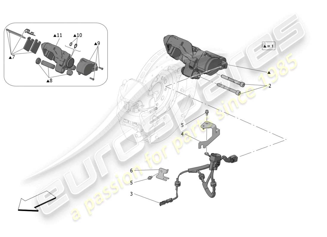 maserati mc20 (2022) parking brake parts diagram