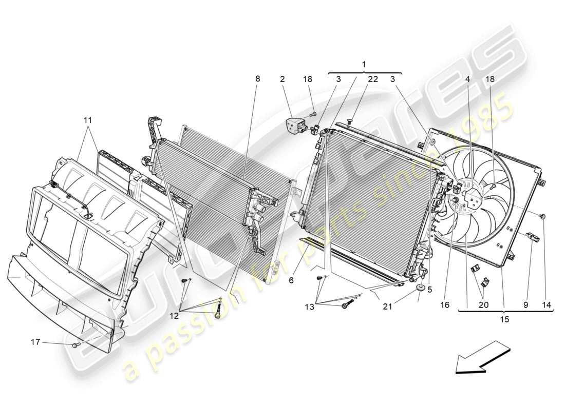 maserati levante zenga (2020) cooling: air radiators and ducts part diagram