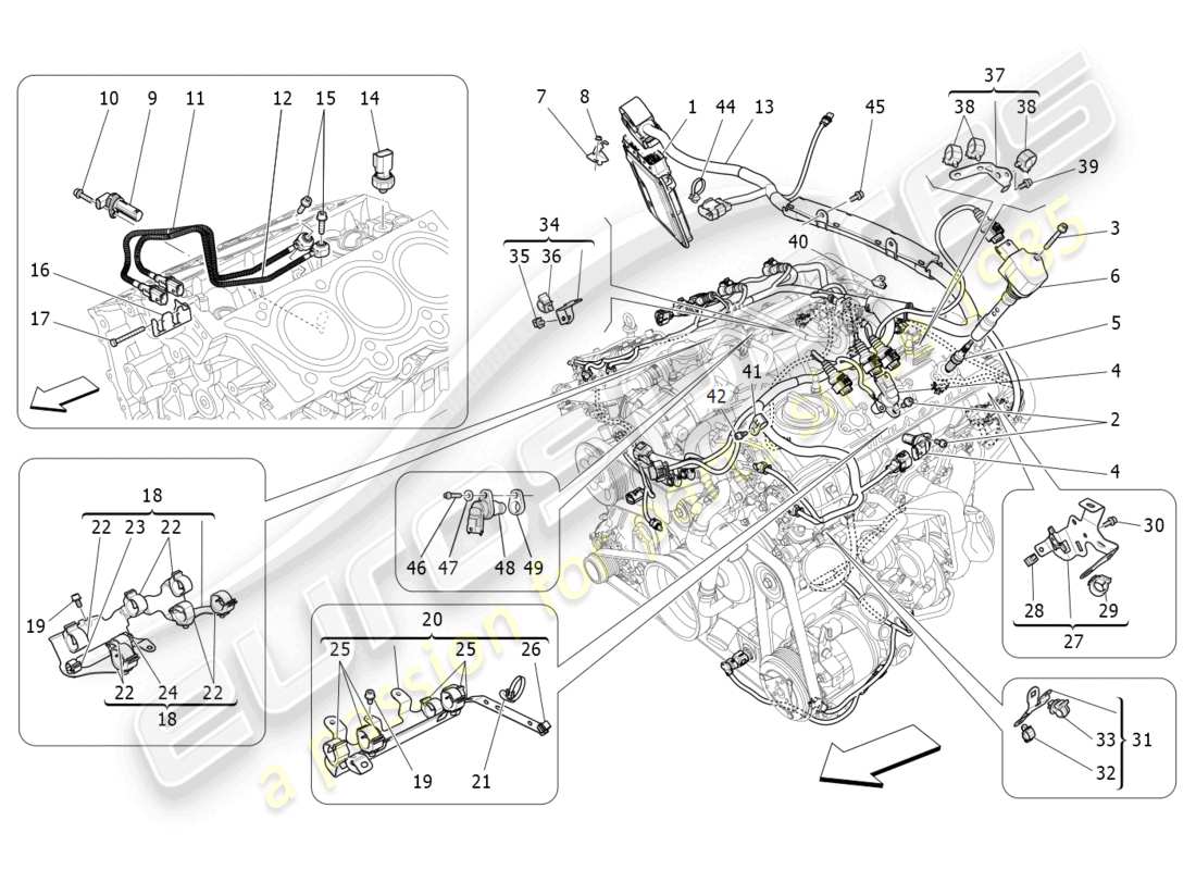 maserati ghibli (2014) electronic control: injection and engine timing control parts diagram