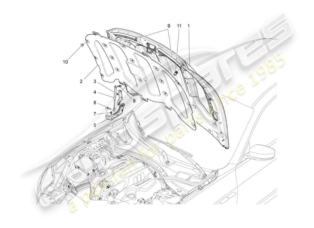 maserati ghibli (2014) front lid part diagram