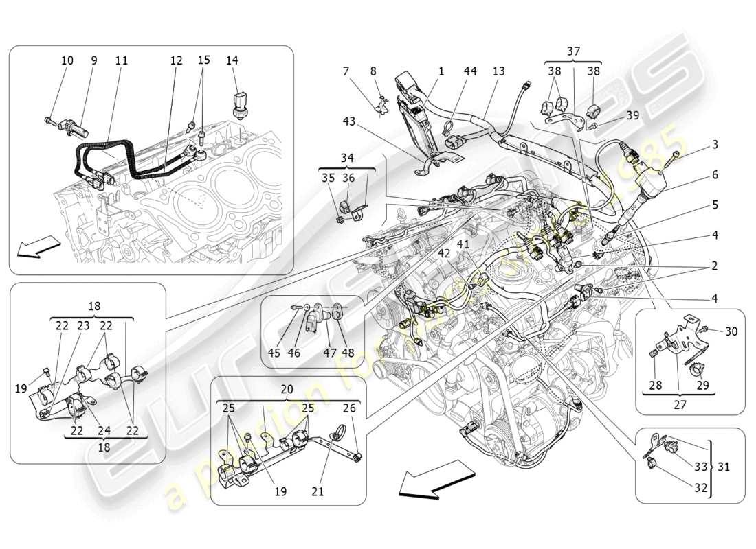 maserati levante zenga (2020) electronic control: injection and engine timing control part diagram