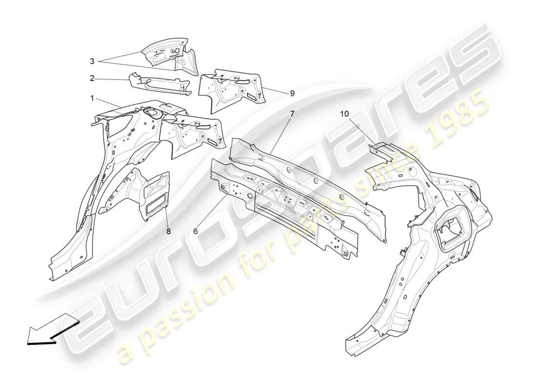 maserati levante zenga (2020) bodywork and rear outer trim panels part diagram