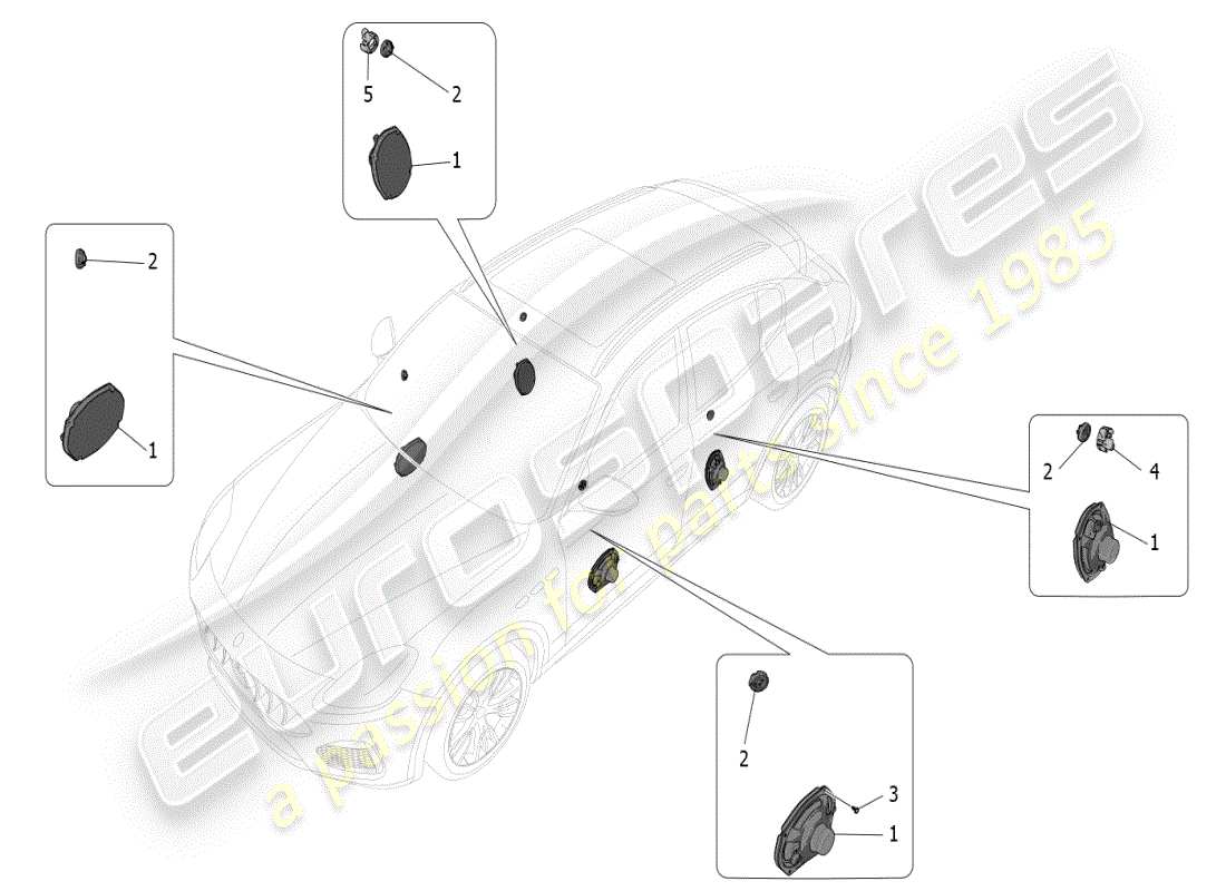 maserati grecale modena (2023) sound diffusion system part diagram