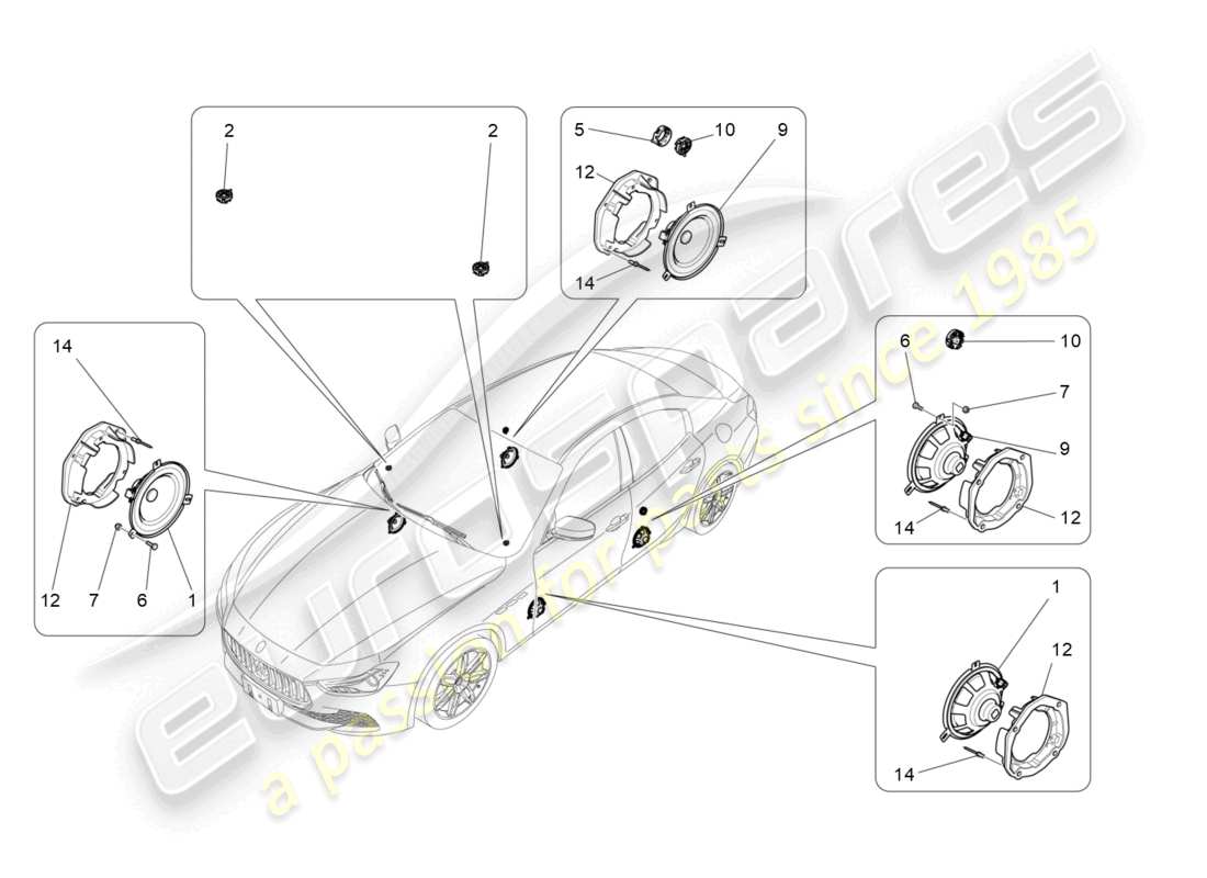 maserati ghibli (2016) sound diffusion system parts diagram