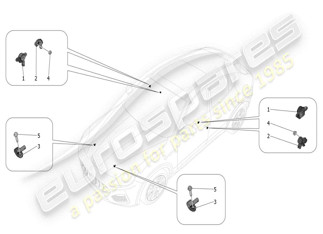 maserati grecale modena (2023) crash sensors part diagram