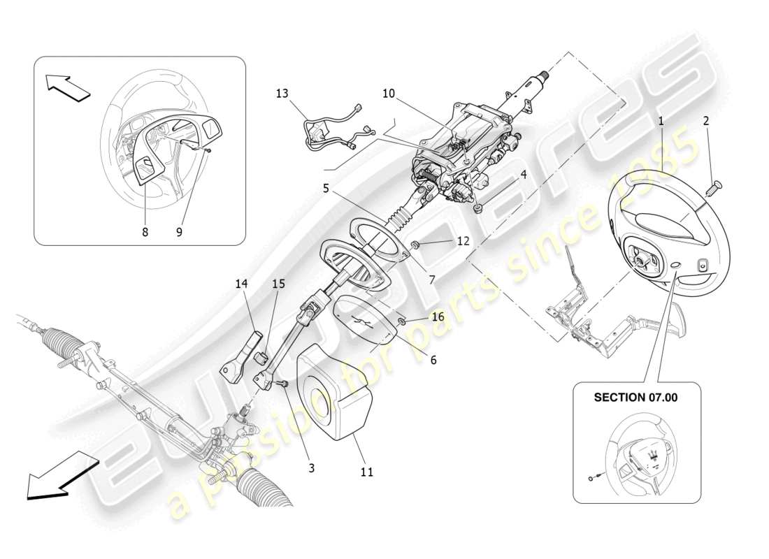 maserati ghibli fragment (2022) steering column and steering wheel unit parts diagram