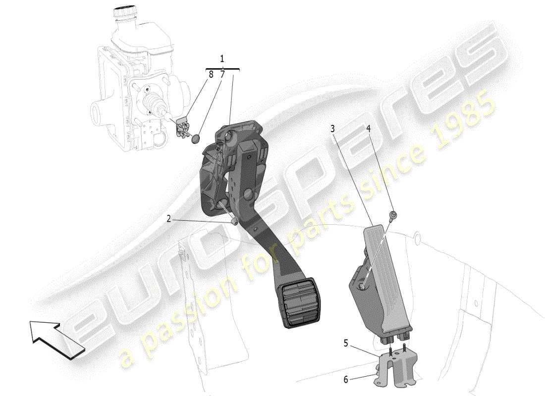 maserati grecale modena (2023) complete pedal board unit parts diagram