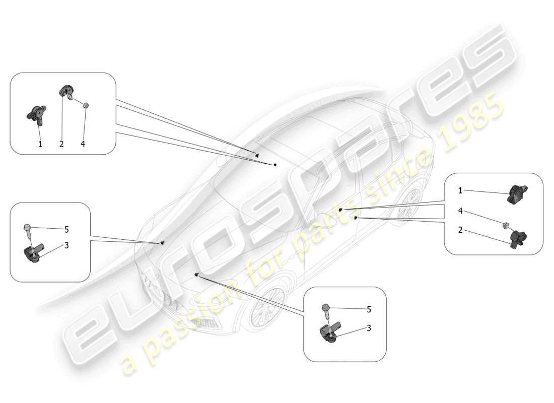 maserati grecale gt (2023) crash sensors parts diagram