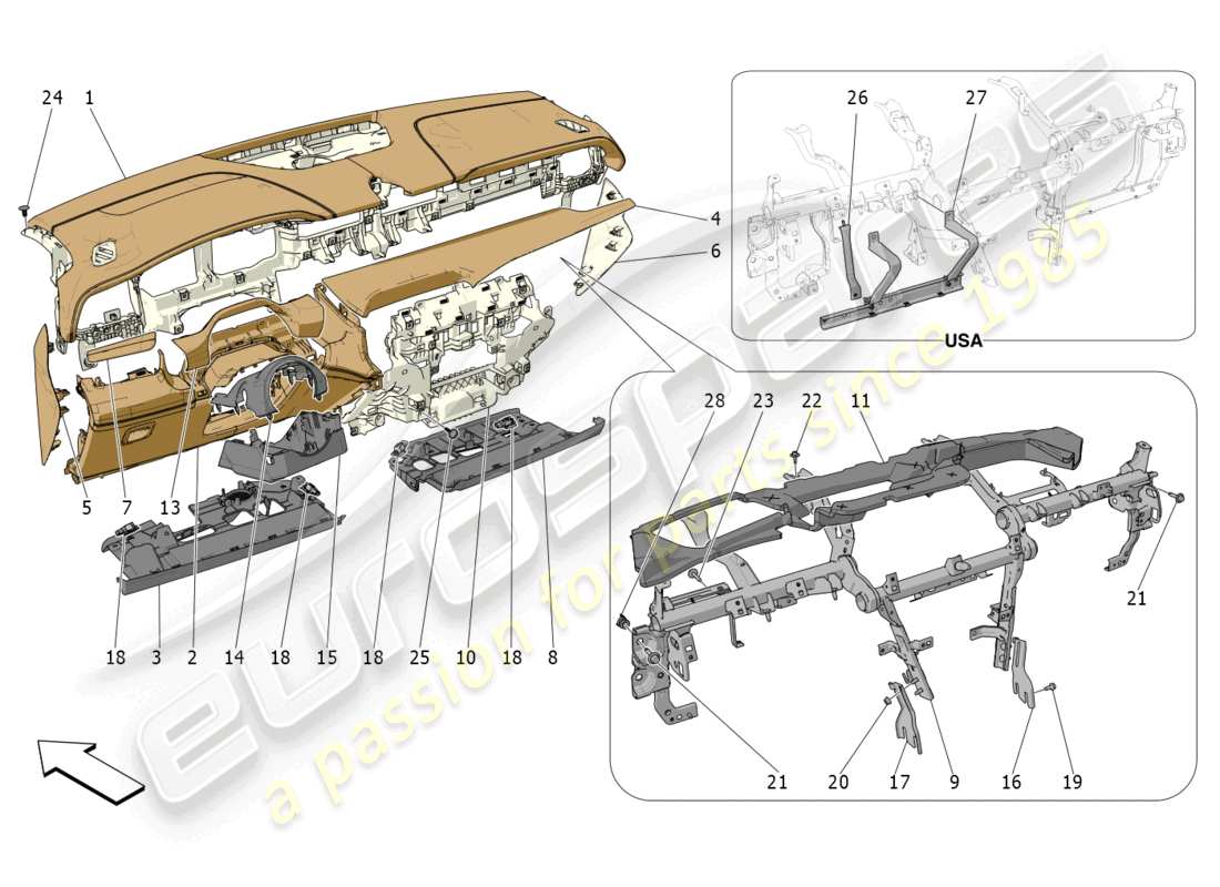 maserati grecale gt (2023) dashboard unit parts diagram