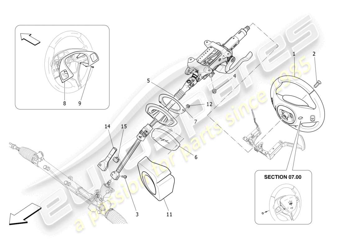 maserati levante (2020) steering column and steering wheel unit part diagram