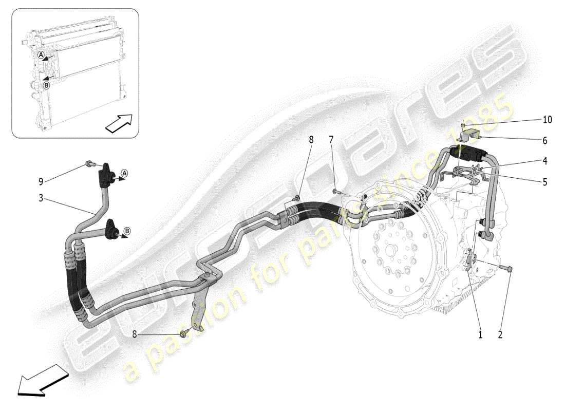 maserati grecale modena (2023) lubrication and gearbox oil cooling part diagram