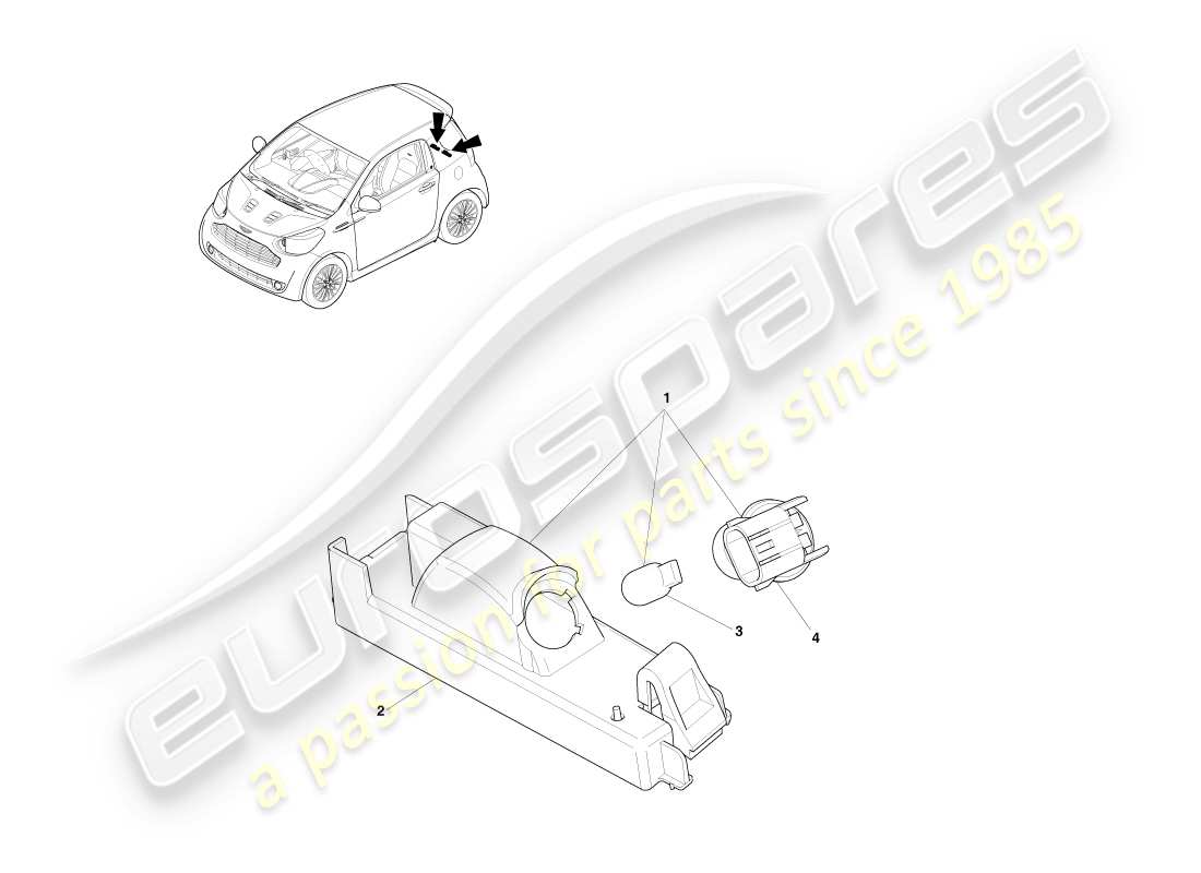 aston martin cygnet (2012) license plate lamp parts diagram