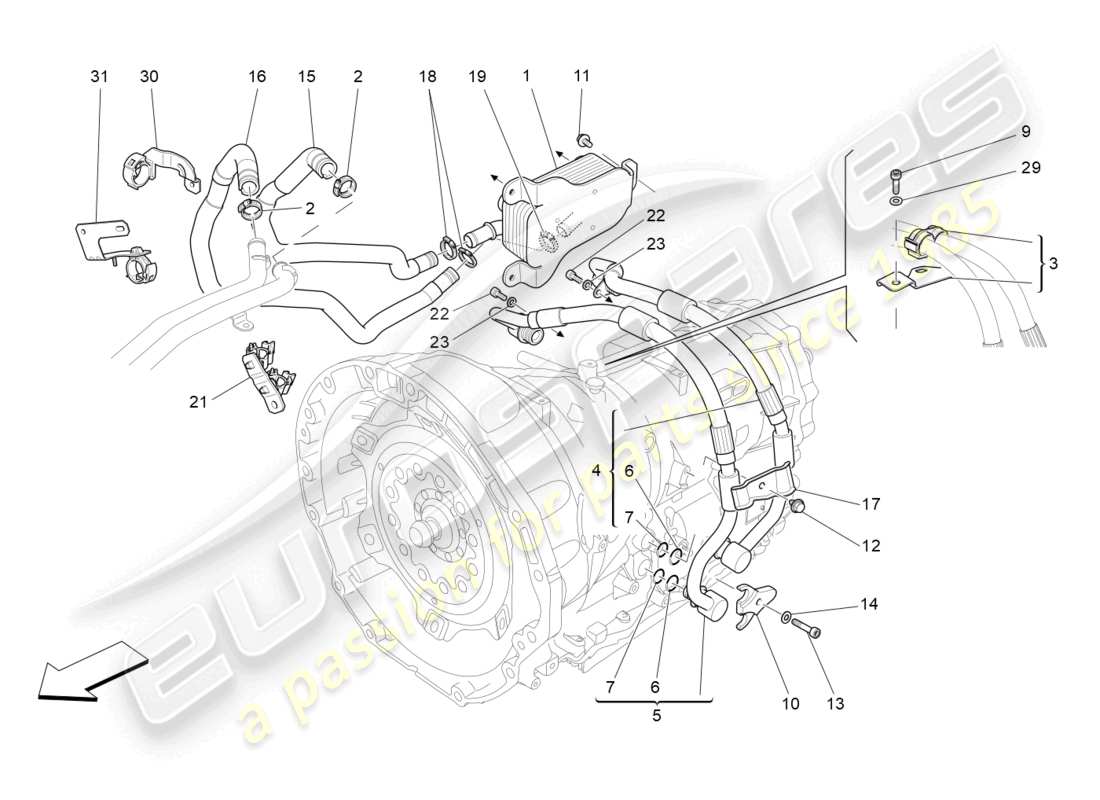 maserati levante trofeo (2020) lubrication and gearbox oil cooling part diagram